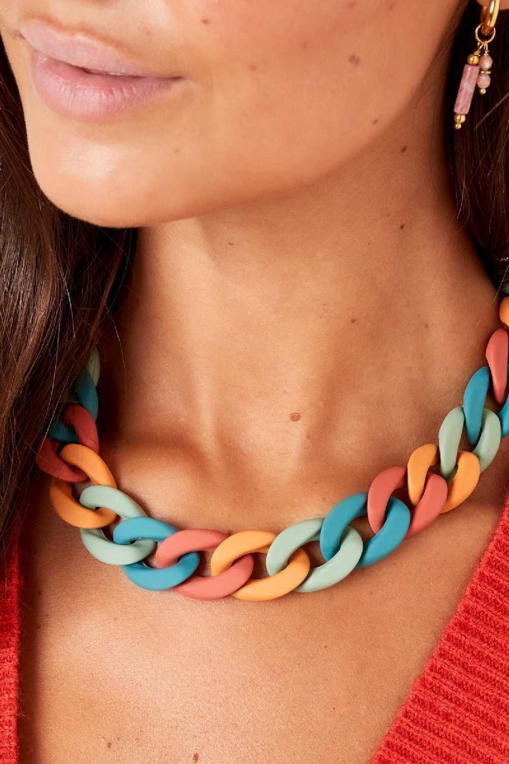 Collier acrylique lié Beige Acier inoxydable h5Image4